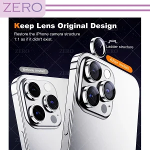 محافظ لنز دوربین زیرو مدل Ring-Metal-ZR مناسب برای گوشی موبایل اپل Iphone 15 Pro