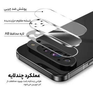 محافظ لنز دوربین بادیگارد مدل Clear مناسب برای گوشی موبایل گوگل Pixel 9 Pro