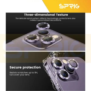 محافظ لنز دوربین اسپریگ مدل Ring Metal Shine مناسب برای گوشی موبایل اپل Iphone 11 Pro/11 Pro Max