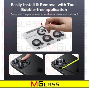 محافظ لنز دوربین ام‌گلس مدل Ring-Metal-MG مناسب برای گوشی موبایل اپل Iphone 15 Pro