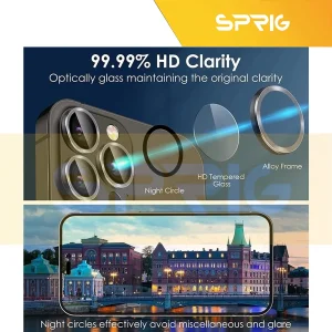 محافظ لنز دوربین اسپریگ مدل Ring Metal مناسب برای گوشی موبایل اپل Iphone 15 Pro