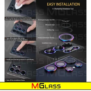 محافظ لنز دوربین ام‌گلس مدل Ring-Metal-MG مناسب برای گوشی موبایل سامسونگ Galaxy S24 Ultra