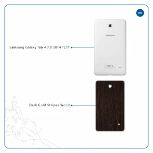 برچسب پوششی ماهوت مدل Dark-Gold-Stripes-Wood مناسب برای تبلت سامسونگ Galaxy Tab 4 7.0 2014 T231
