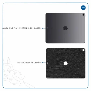 برچسب پوششی ماهوت مدل Black-Crocodile-Leather مناسب برای تبلت اپل iPad Pro 12.9 (GEN 3) 2018 A1895