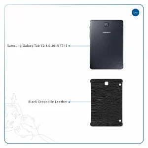 برچسب پوششی ماهوت مدل Black-Crocodile-Leather مناسب برای تبلت سامسونگ Galaxy Tab S2 8.0 2015 T715