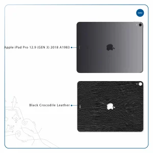 برچسب پوششی ماهوت مدل Black-Crocodile-Leather مناسب برای تبلت اپل iPad Pro 12.9 (GEN 3) 2018 A1983