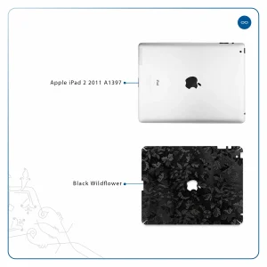 برچسب پوششی ماهوت مدل Black-Wildflower مناسب برای تبلت اپل iPad 2 2011 A1397