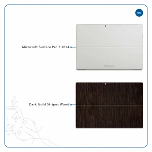 برچسب پوششی ماهوت مدل Dark-Gold-Stripes-Wood مناسب برای تبلت مایکروسافت Surface Pro 3 2014