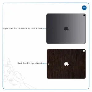 برچسب پوششی ماهوت مدل Dark-Gold-Stripes-Wood مناسب برای تبلت اپل iPad Pro 12.9 (GEN 3) 2018 A1983