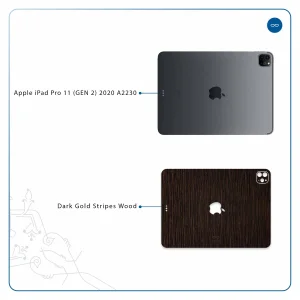 برچسب پوششی ماهوت مدل Dark-Gold-Stripes-Wood مناسب برای تبلت اپل iPad Pro 11 (GEN 2) 2020 A2230