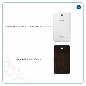 برچسب پوششی ماهوت مدل Dark-Gold-Stripes-Wood مناسب برای تبلت سامسونگ Galaxy Tab 4 7.0 2014 T230