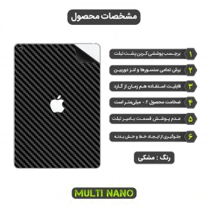 برچسب پوششی مولتی نانو طرح کربن مدل X-F1C مناسب برای تبلت اپل iPad Gen 8 10.2 inch 2020