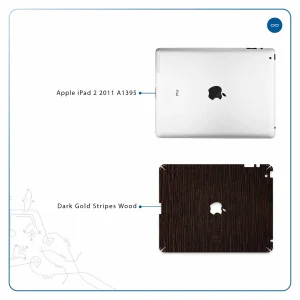 برچسب پوششی ماهوت مدل Dark-Gold-Stripes-Wood مناسب برای تبلت اپل iPad 2 2011 A1395