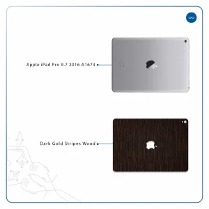 برچسب پوششی ماهوت مدل Dark-Gold-Stripes-Wood مناسب برای تبلت اپل iPad Pro 9.7 2016 A1673