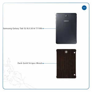 برچسب پوششی ماهوت مدل Dark-Gold-Stripes-Wood مناسب برای تبلت سامسونگ Galaxy Tab S2 8.0 2016 T719N