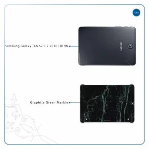 برچسب پوششی ماهوت مدل Graphite-Green-Marble مناسب برای تبلت سامسونگ Galaxy Tab S2 9.7 2016 T819N