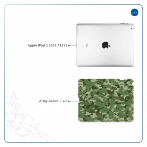 برچسب پوششی ماهوت مدل Army-Green-Pixel مناسب برای تبلت اپل iPad 2 2011 A1395