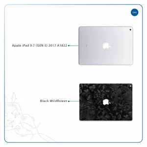 برچسب پوششی ماهوت مدل Black-Wildflower مناسب برای تبلت اپل iPad 9.7 (GEN 5) 2017 A1822