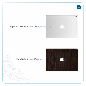 برچسب پوششی ماهوت مدل Dark-Gold-Stripes-Wood مناسب برای تبلت اپل iPad Pro 10.5 2017 A1701