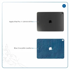 برچسب پوششی ماهوت مدل Blue-Crocodile-Leather مناسب برای تبلت اپل iPad Pro 11 2018 A1979