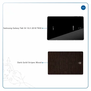 برچسب پوششی ماهوت مدل Dark-Gold-Stripes-Wood مناسب برای تبلت سامسونگ Galaxy Tab S4 10.5 2018 T830