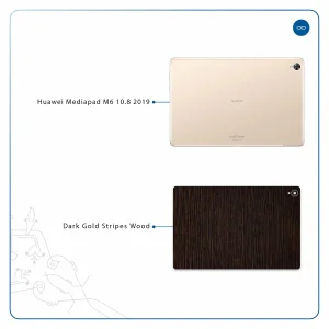 برچسب پوششی ماهوت مدل Dark-Gold-Stripes-Wood مناسب برای تبلت هوآوی Mediapad M6 10.8 2019