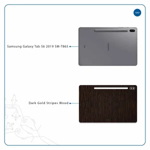 برچسب پوششی ماهوت مدل Dark-Gold-Stripes-Wood مناسب برای تبلت سامسونگ Galaxy Tab S6 2019 SM-T865