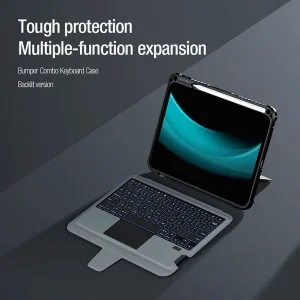 کیف کیبورددار نیلکین مدل Bumper Combo Backlit Keyboard مناسب برای تبلت اپل Apple iPad 2022 10th Generation-10.9 inch، Apple iPad 11th Generation 2025 (A16)-11 Inch