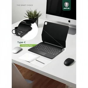 کیف کلاسوری کیبورد دار گرین لاین مدل Magic مناسب برای تبلت اپل iPad Air 13 (2024) / iPad Pro 12.9 (3rd Gen to 6th Gen)