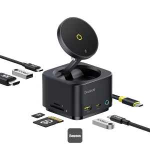 هاب 7 پورت USB-C و شارژر بی سیم بیسوس مدل BS-OH122