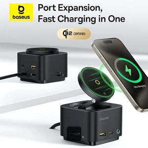 هاب 7 پورت USB-C و شارژر بی سیم بیسوس مدل BS-OH122