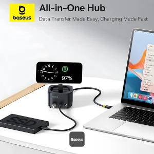 هاب 7 پورت USB-C و شارژر بی سیم بیسوس مدل BS-OH122