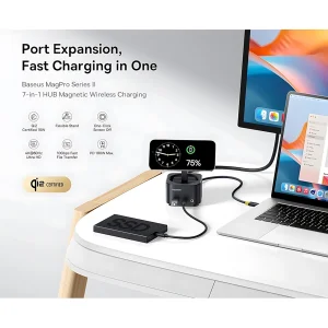 هاب 7 پورت USB-C و شارژر بی سیم بیسوس مدل BS-OH122