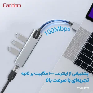 هاب 4 پورت USB-A ارلدام مدل HUB22 RJ45