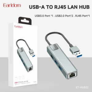 هاب 4 پورت USB-A ارلدام مدل HUB22 RJ45