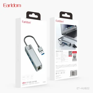 هاب 4 پورت USB-A ارلدام مدل HUB22 RJ45