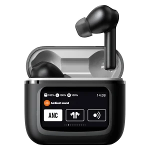 هدفون بلوتوثی لوکسار مدل T68 Pro با نویز کنسلینگ فعال (ANC)، نویز کنسلینگ میکروفون (ENC)، قابلیت پخش صدای محیطی (Transparency)، درگاه شارژ USB Type-C، دارای نمایشگر روی محفظه شارژ، پشتیبانی از فرمان لمسی، مقاوم در برابر رطوبت و عرق، استاندارد ضد آب IPX4