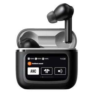 هدفون بلوتوثی لوکسار مدل T68 Pro با نویز کنسلینگ فعال (ANC)، نویز کنسلینگ میکروفون (ENC)، قابلیت پخش صدای محیطی (Transparency)، درگاه شارژ USB Type-C، دارای نمایشگر روی محفظه شارژ، پشتیبانی از فرمان لمسی، مقاوم در برابر رطوبت و عرق، استاندارد ضد آب IPX4