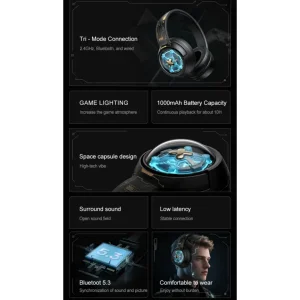 هدست گیمینگ سه‌حالته با نور RGB اونیکوما مدل GT802