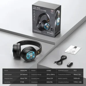 هدست گیمینگ سه‌حالته با نور RGB اونیکوما مدل GT802