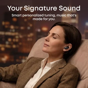 هدفون بلوتوثی توگوشی انکر مدل Soundcore Liberty 5 Pro Max دارای نمایشگر لمسی 1.78 اینچی AMOLED روی کیس شارژ، نویز کنسلینگ فعال تطبیقی ANC 4.0، 8 میکروفون و پشتیبانی از LDAC