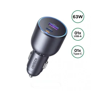 شارژر فندکی 63 وات 2 پورت یوگرین مدل EC701-35023