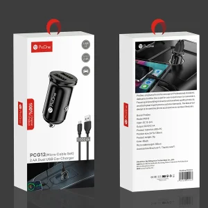 شارژر فندکی پرووان مدل PCG12 به همراه کابل تبدیل MicroUSB
