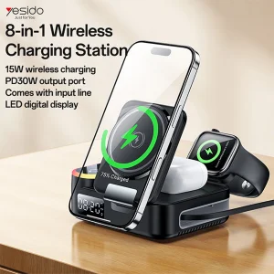 شارژر بی سیم 30 وات 3 پورت یسیدو مدل DS38 به همراه کابل USB-C به طول 0.8 متر