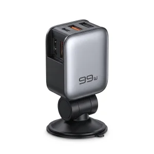 شارژر فندکی 45 وات 3 پورت گرین لاین مدل Retractable 99W به همراه کابل لایتنینگ /USB-C