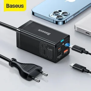 شارژر رومیزی 65 وات بیسوس مدل CCDK65E به همراه کابل تبدیل USB-C