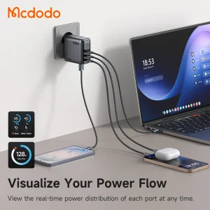 شارژر دیواری 140 وات 4 پورت مک دودو مدل CH-661 به همراه کابل USB-C