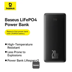پاور بانک بیسوس مدل PPLP184 ظرفیت 18400 میلی آمپر ساعت