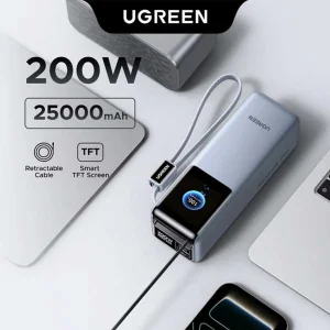 پاور بانک 200 وات یوگرین مدل 75702B  ظرفیت 25000 میلی آمپر ساعت به همراه کابل USB-C