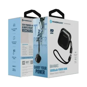 پاوربانک 20 وات پاورولوجی مدل BAHAMAS با ظرفیت 10000 هزار میلی آمپر ساعت به همراه کابل USB-C